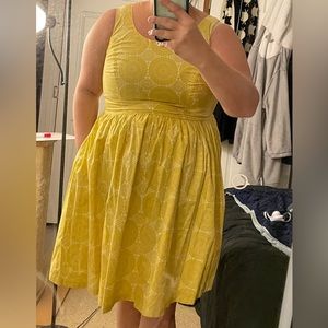 ModCloth yellow subtle print dress 1x